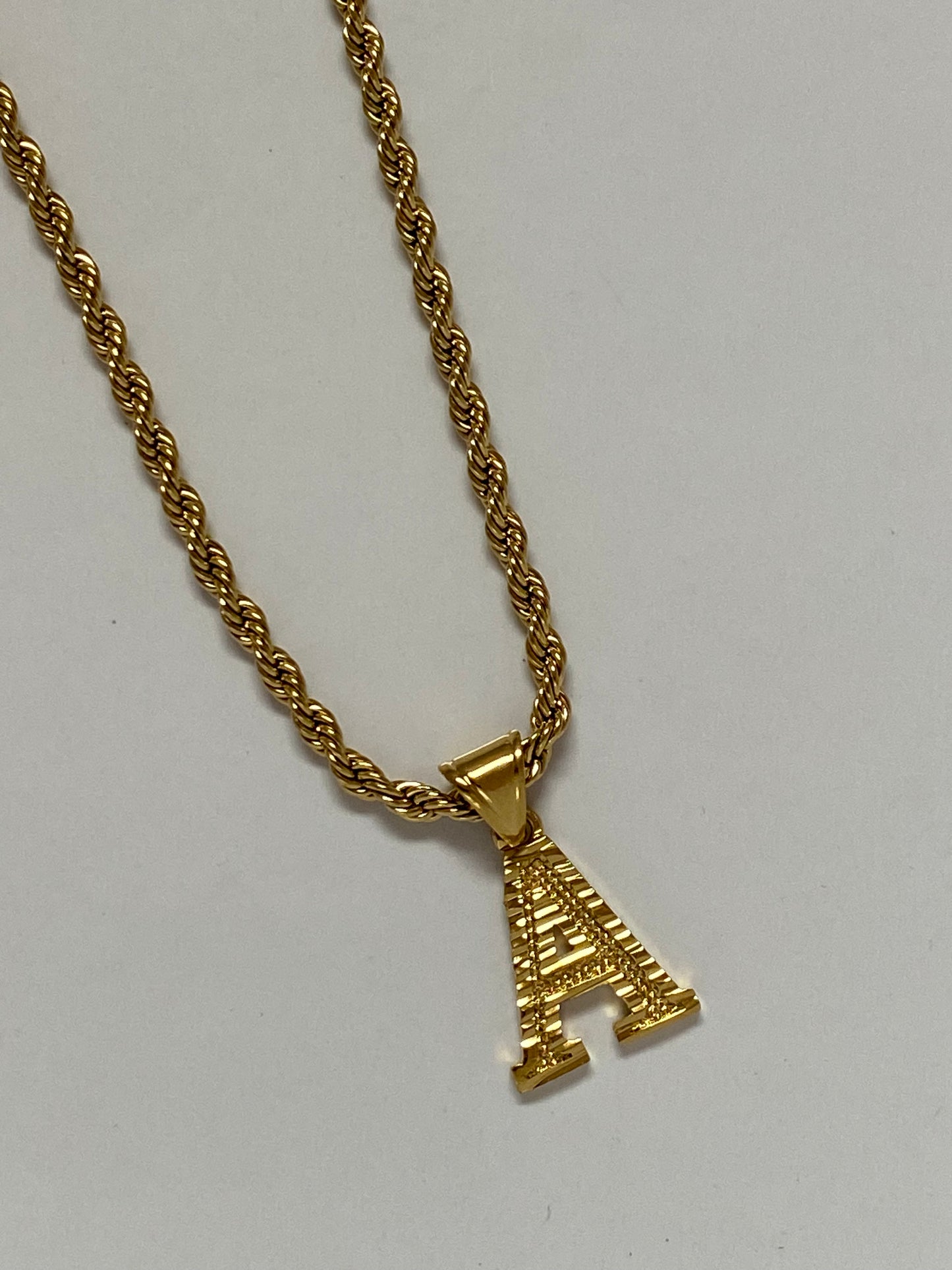 Gold Rope Chain with Initial Pendant